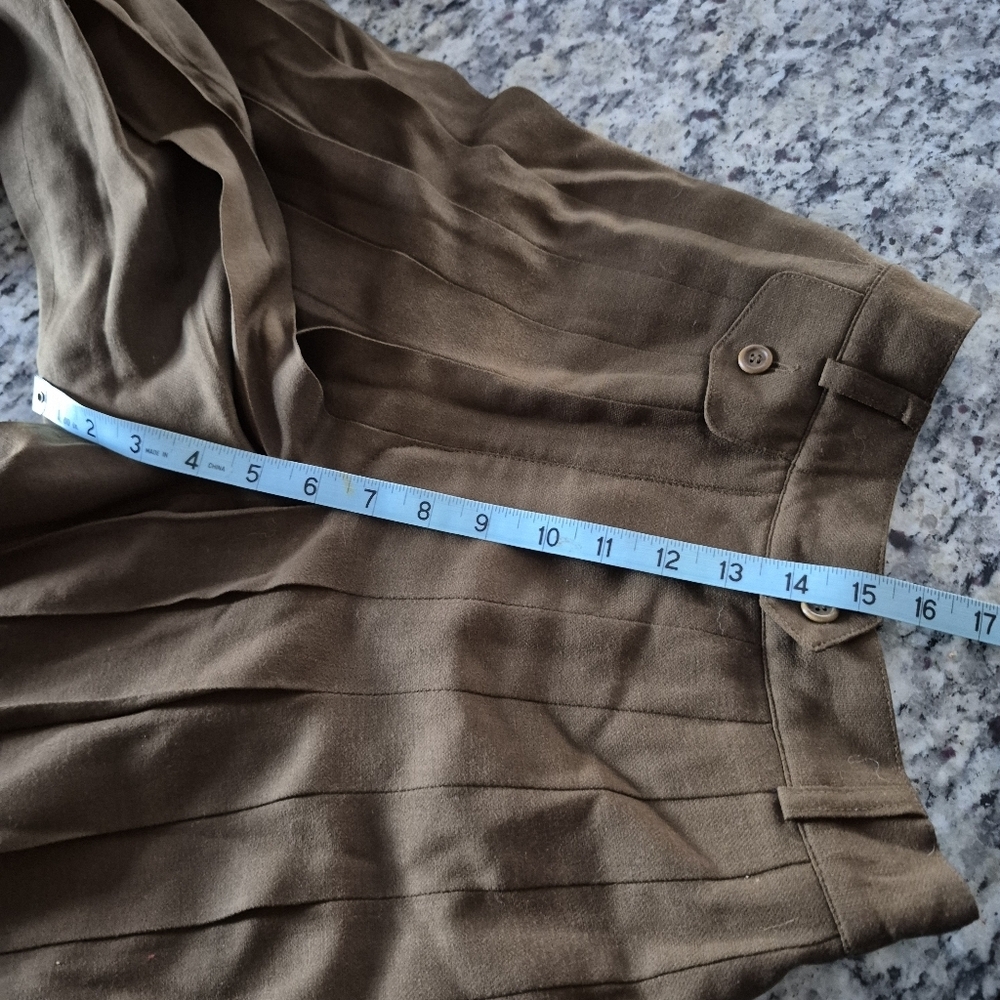 VTG Escada Margaretha Ley Wool Pleated Culottes Brown XS Dark Academia Pants - Picture 11 of 11